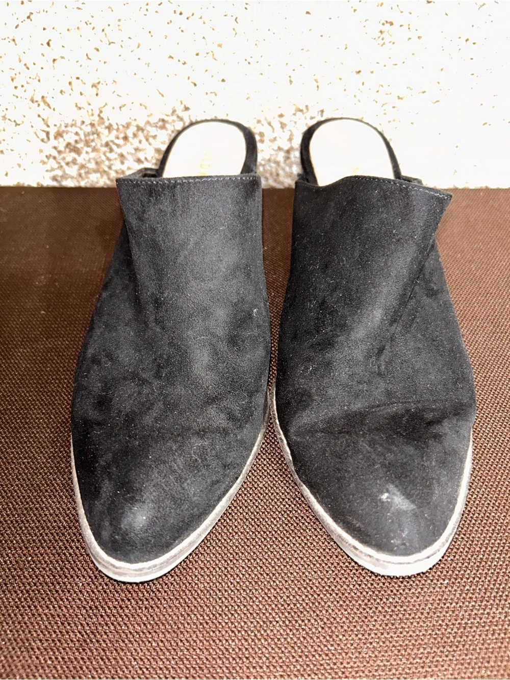 Old Navy Black Suede Slip-On Mules